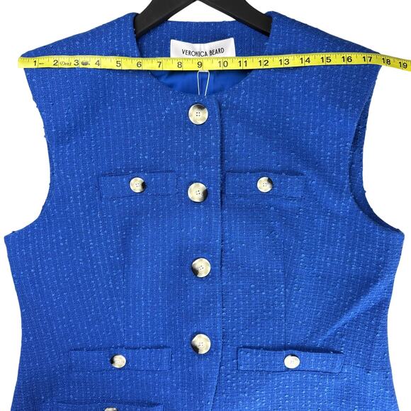 VERONICA BEARD Tamara Cotton-Blend Tweed Vest in Cobalt - Picture 10 of 10